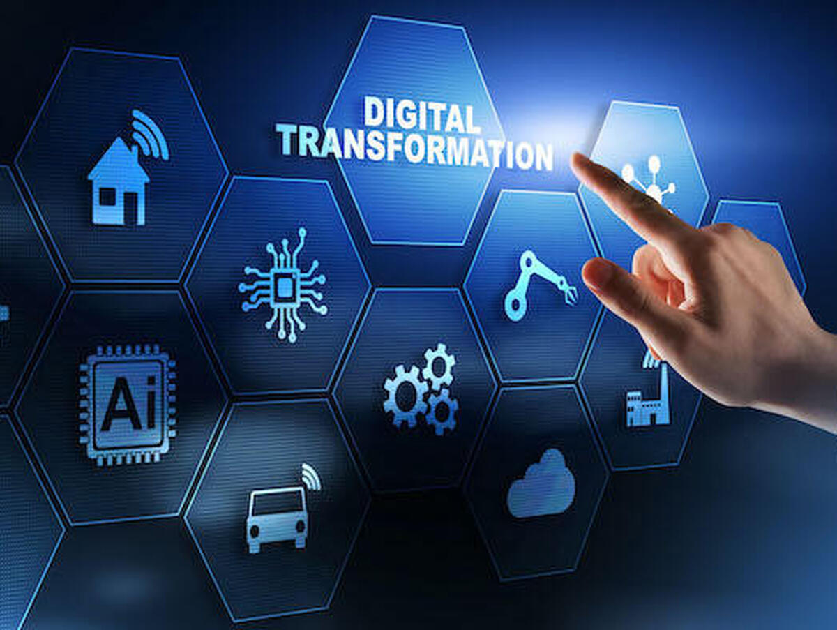 Digital Transformation and Digitalization Technology concept on Abstract Background